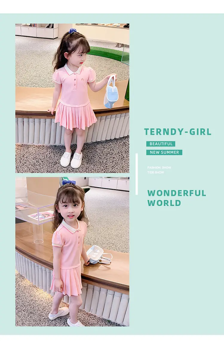 Girls Pink Pleated Polo Skirt Summer Dress 2025 — feature 6