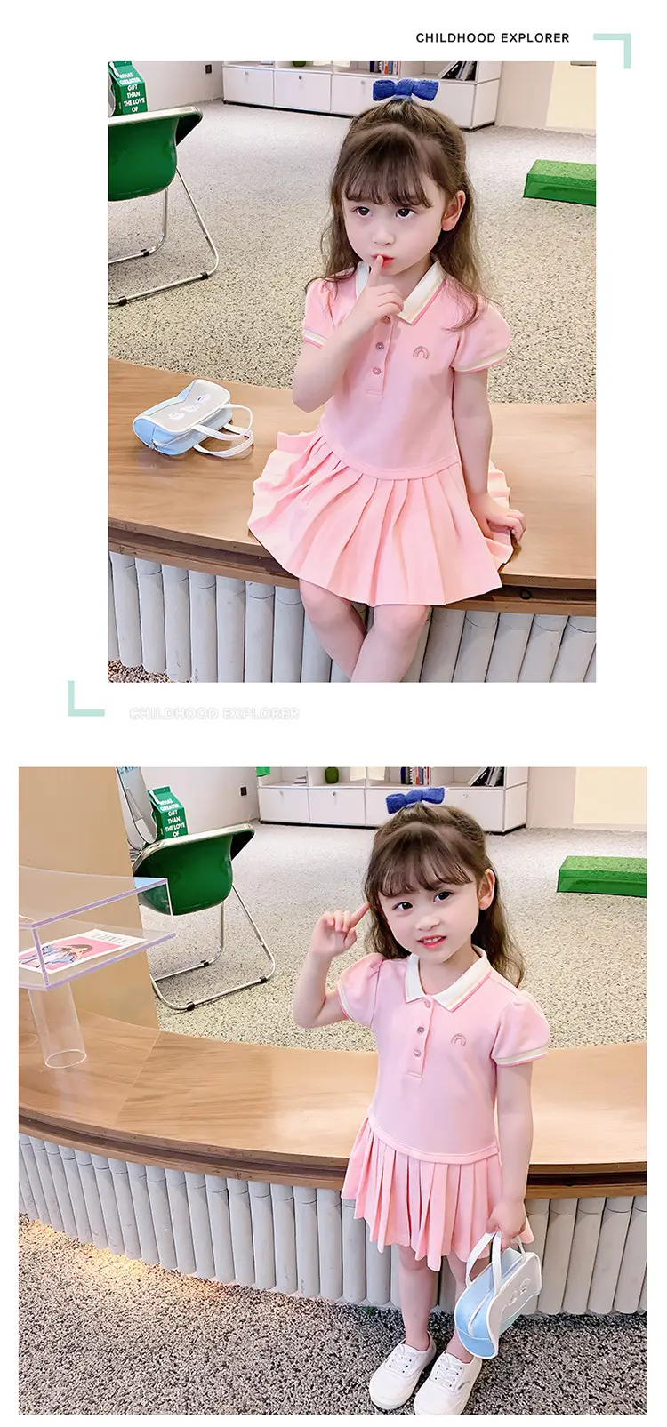 Girls Pink Pleated Polo Skirt Summer Dress 2025 — feature 7