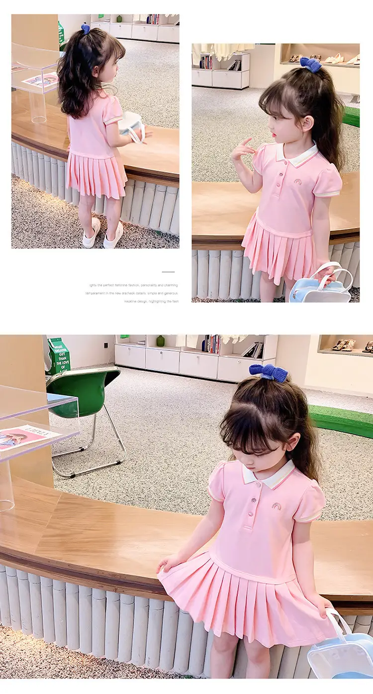 Girls Pink Pleated Polo Skirt Summer Dress 2025 — feature 8