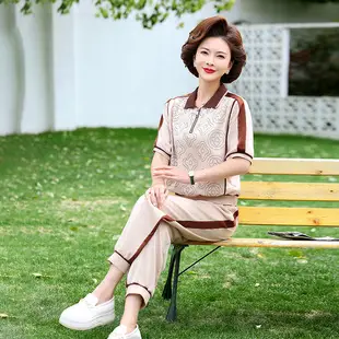 40yo Middle-aged Chiffon Lace-Up Shirt Beige — feature 1