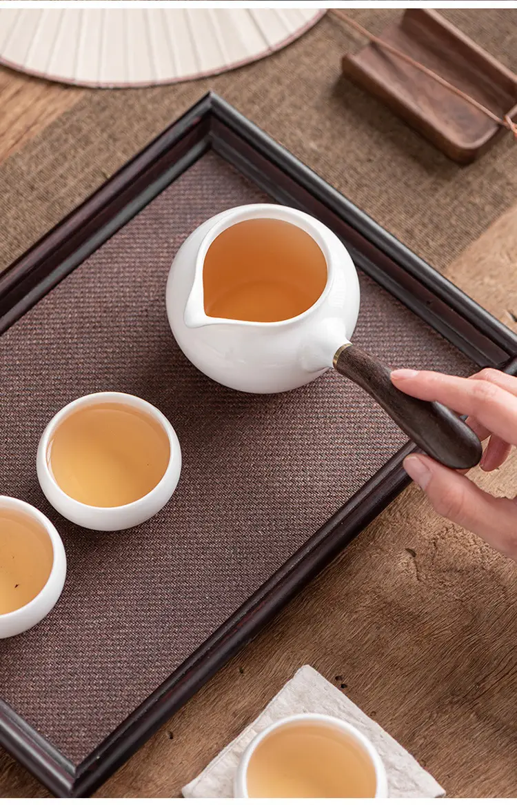 Jade White Ceramic Tea Cup with Side Handle — feature 13