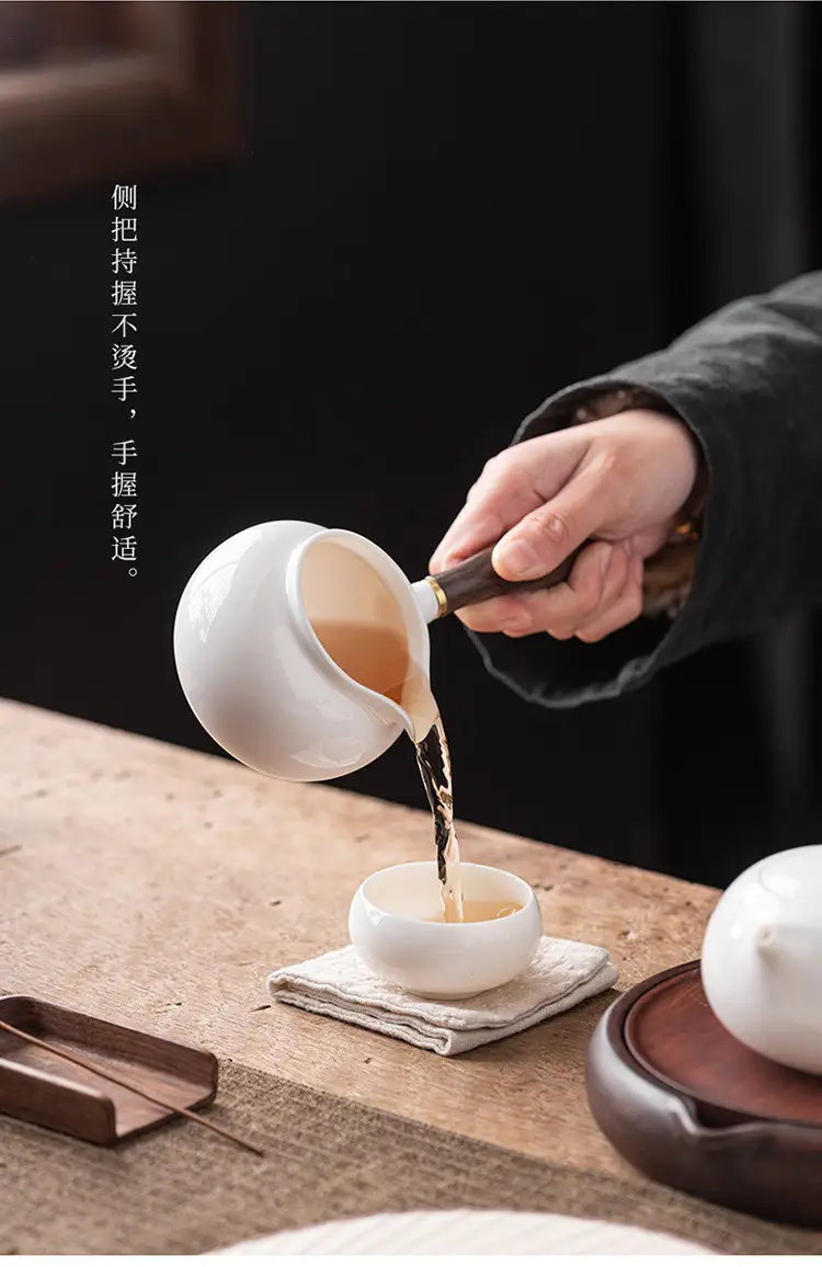 Jade White Ceramic Tea Cup with Side Handle — feature 14