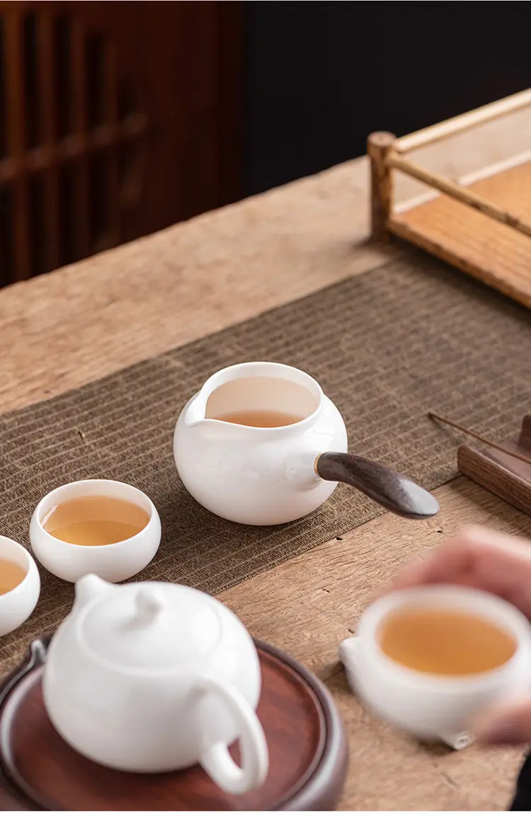 Jade White Ceramic Tea Cup with Side Handle — feature 15