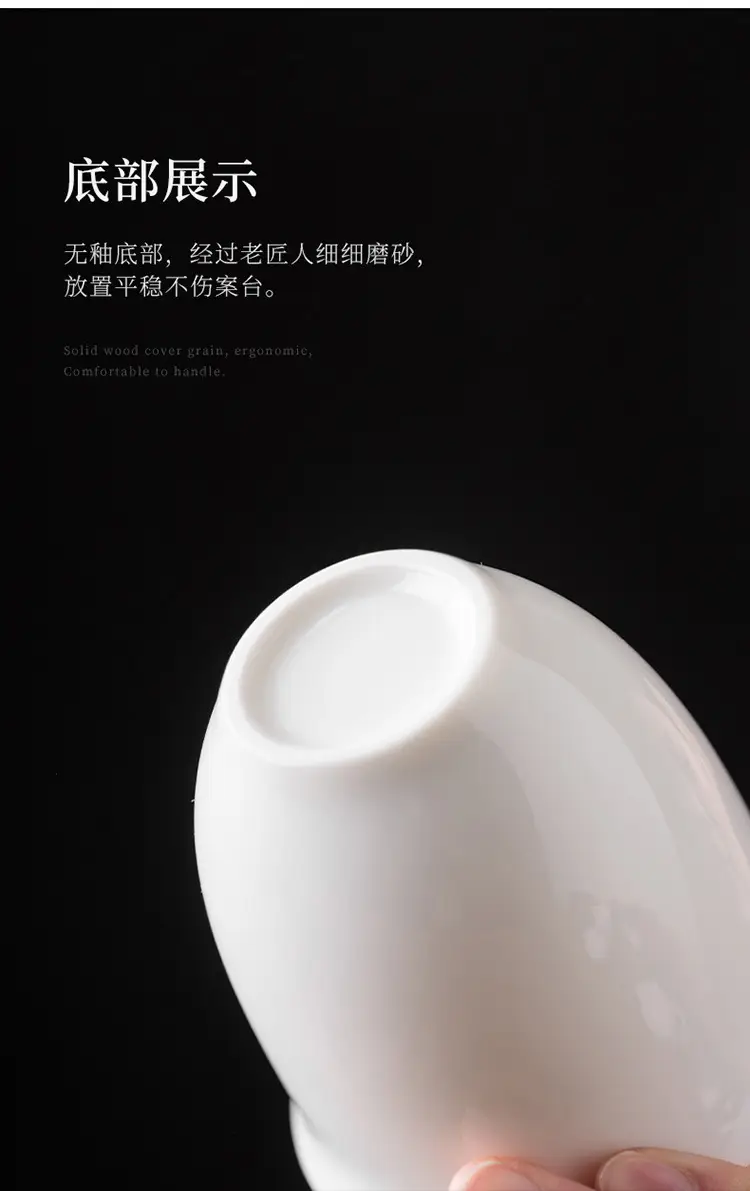 Jade White Ceramic Tea Cup with Side Handle — feature 20