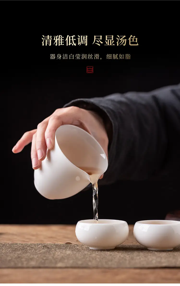 Jade White Ceramic Tea Cup with Side Handle — feature 9