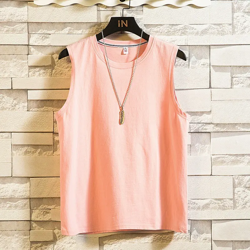 Men's Pure Cotton Sleeveless Vest Peach Multi Color