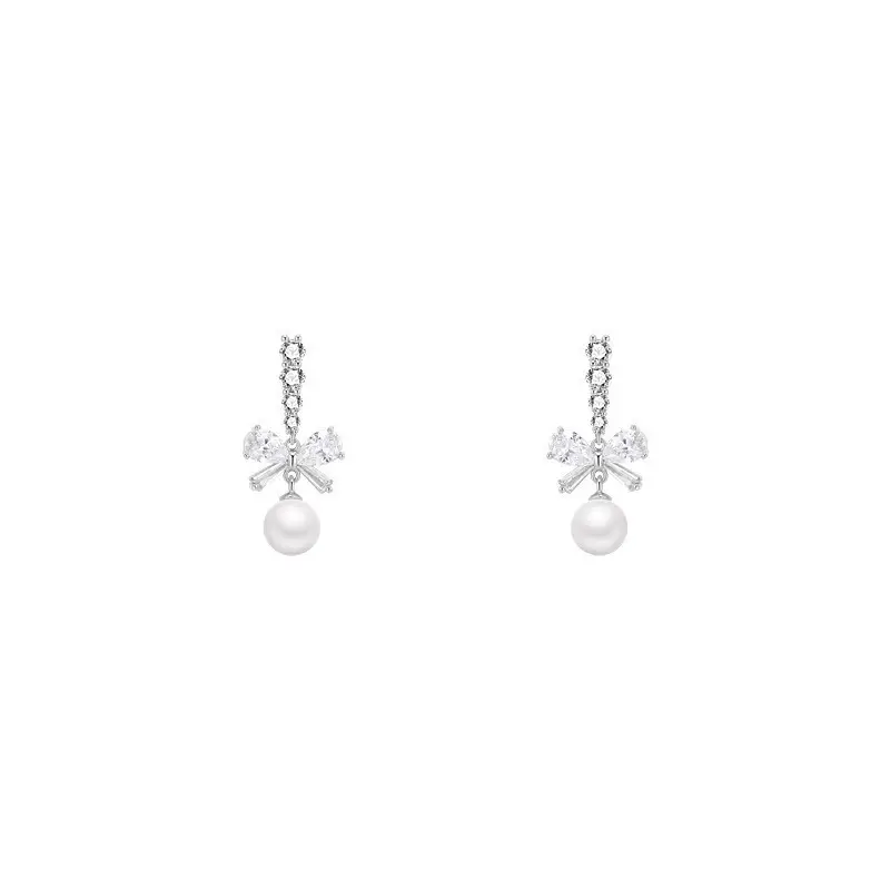 Bow Pearl Earrings 2023 Niche Design High-end Women's Ear Clip - Image 6
