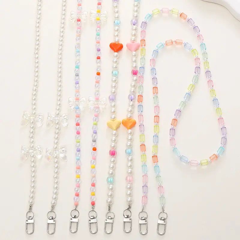 Korean Style Candy Color Beaded Crossbody Chain Mobile Phone Lanyard for Women - Image 6