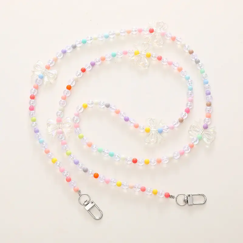 Korean Style Candy Color Beaded Crossbody Chain Mobile Phone Lanyard for Women - Image 8