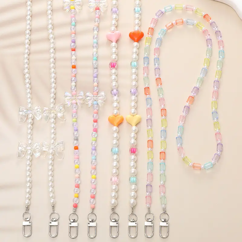 Korean Style Candy Color Beaded Crossbody Chain Mobile Phone Lanyard for Women — feature 32