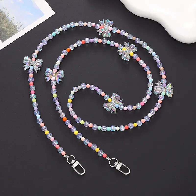 Korean Style Candy Color Beaded Crossbody Chain Mobile Phone Lanyard for Women - Image 4