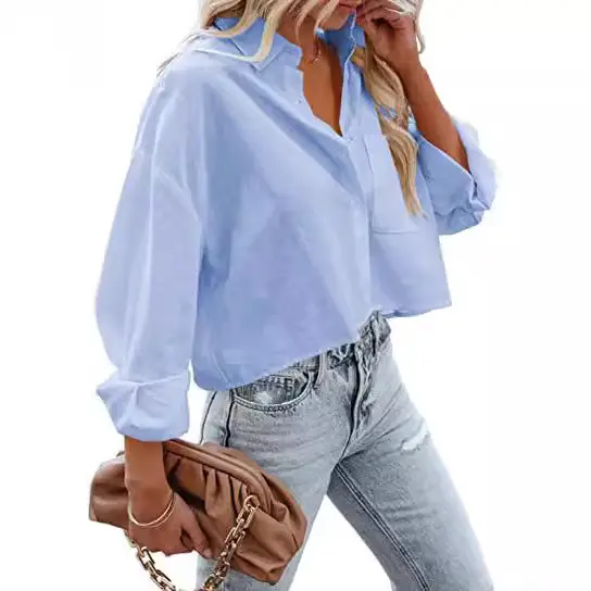 Women's Maroon Long Sleeve Buckle Top with Jeans - Image 12