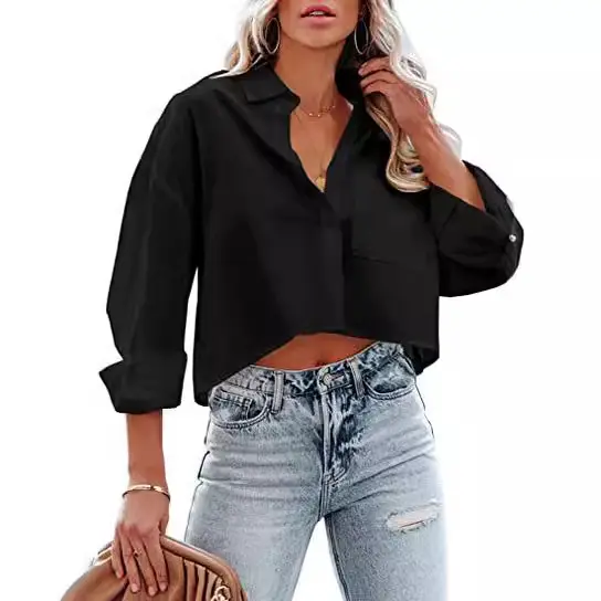 Women's Maroon Long Sleeve Buckle Top with Jeans - Image 14