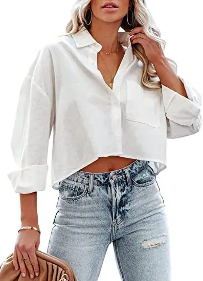 Women's Maroon Long Sleeve Buckle Top with Jeans — feature 16
