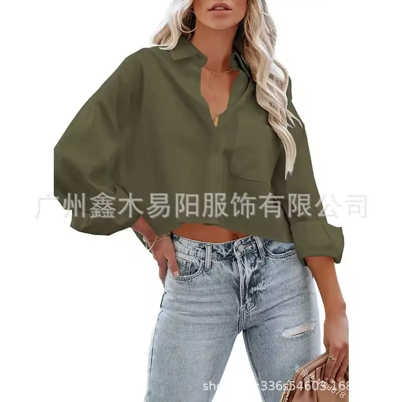 Women's Maroon Long Sleeve Buckle Top with Jeans — feature 23
