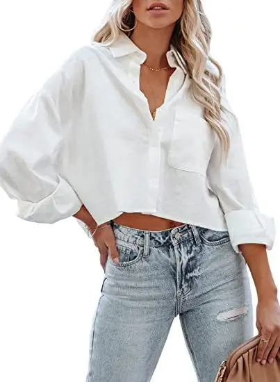 Women's Maroon Long Sleeve Buckle Top with Jeans — feature 5