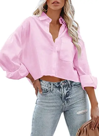 Women's Maroon Long Sleeve Buckle Top with Jeans — feature 7