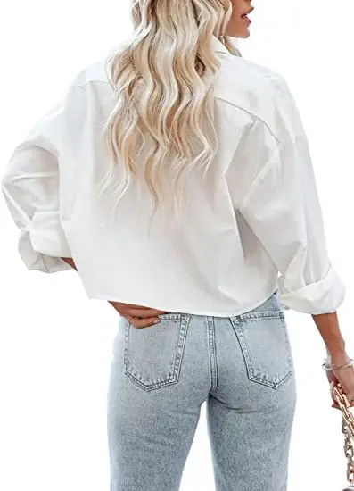 Women's Maroon Long Sleeve Buckle Top with Jeans — feature 8