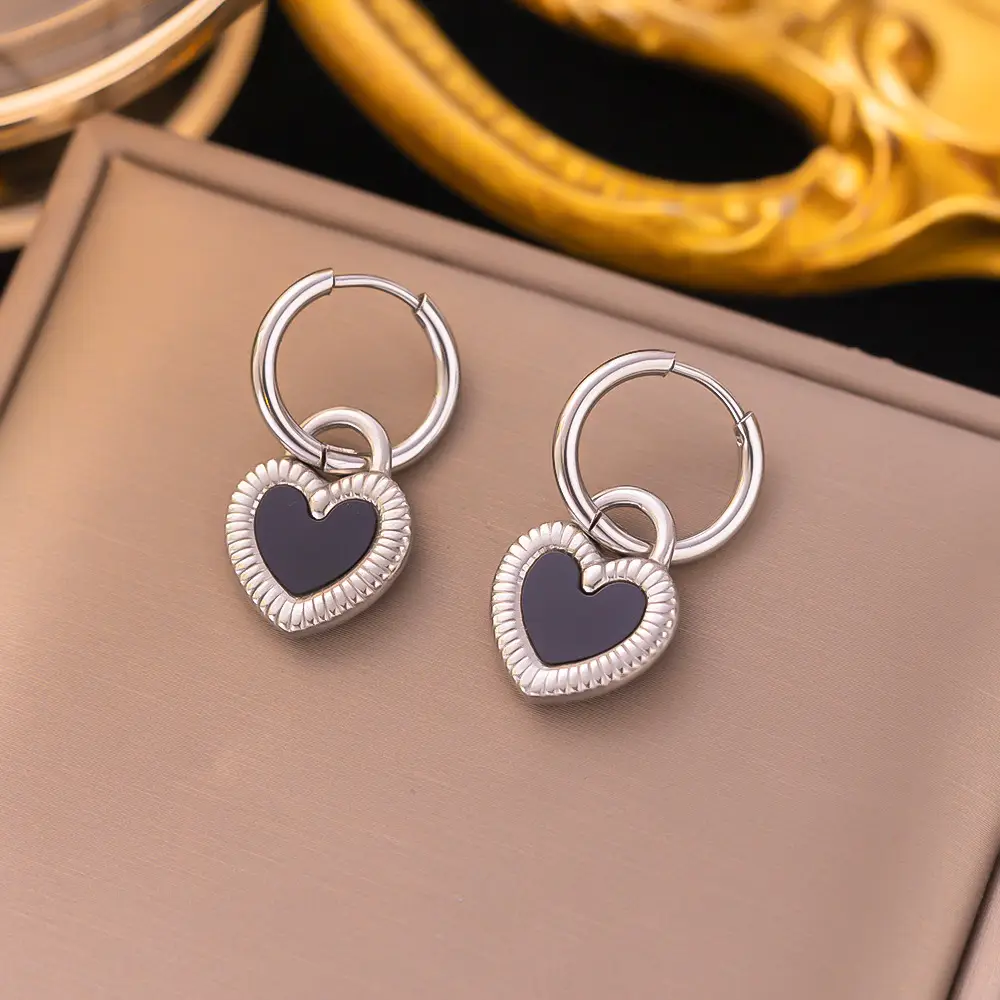 Gold Heart Shaped Love Earrings for Women