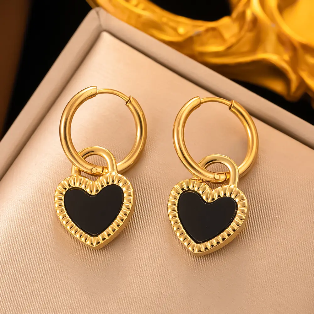 Gold Heart Shaped Love Earrings for Women