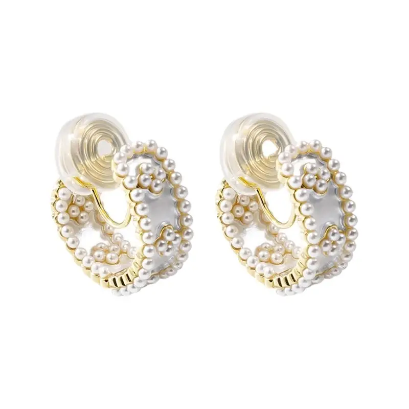 Women's Pearl Earrings with Gold Plated Pearl Decor - Image 6