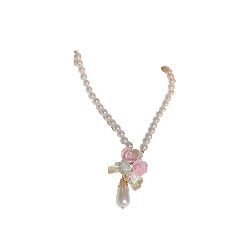 Pink Rose Pearl Earrings Set for Women - Image 7