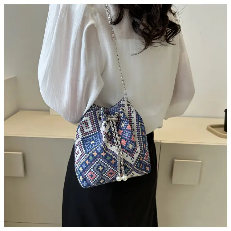Ethnic Patterned Bucket Bag for Women - Image 7