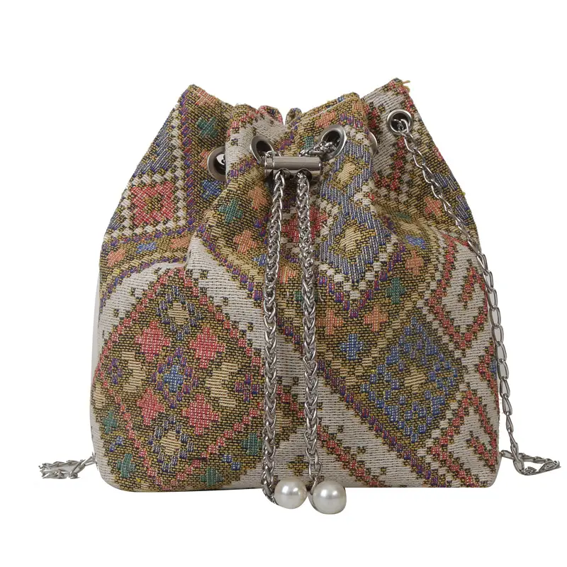 Ethnic Patterned Bucket Bag for Women - Image 9