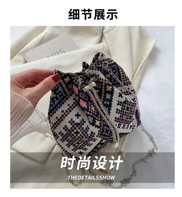 Ethnic Patterned Bucket Bag for Women — feature 2