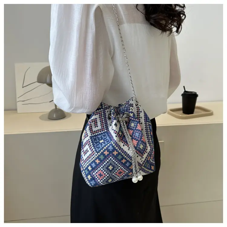 Ethnic Patterned Bucket Bag for Women — feature 9