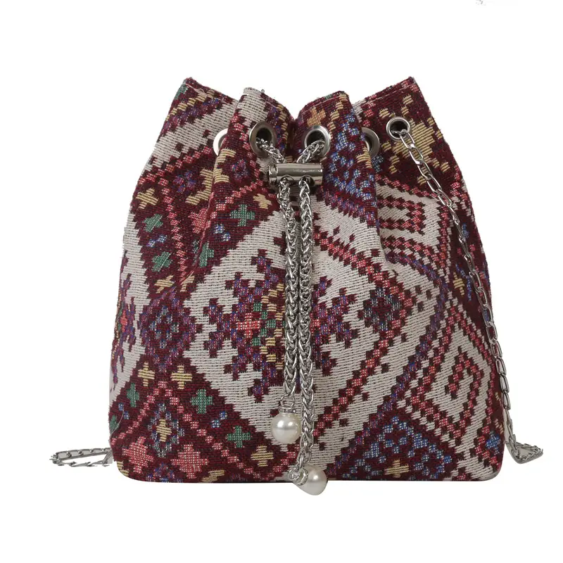 Ethnic Patterned Bucket Bag for Women - Image 2