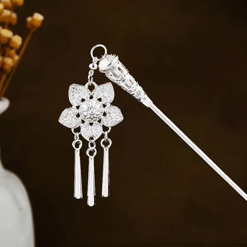 Turquoise Hollow Flower Tassel Hairpin for Women - Image 21