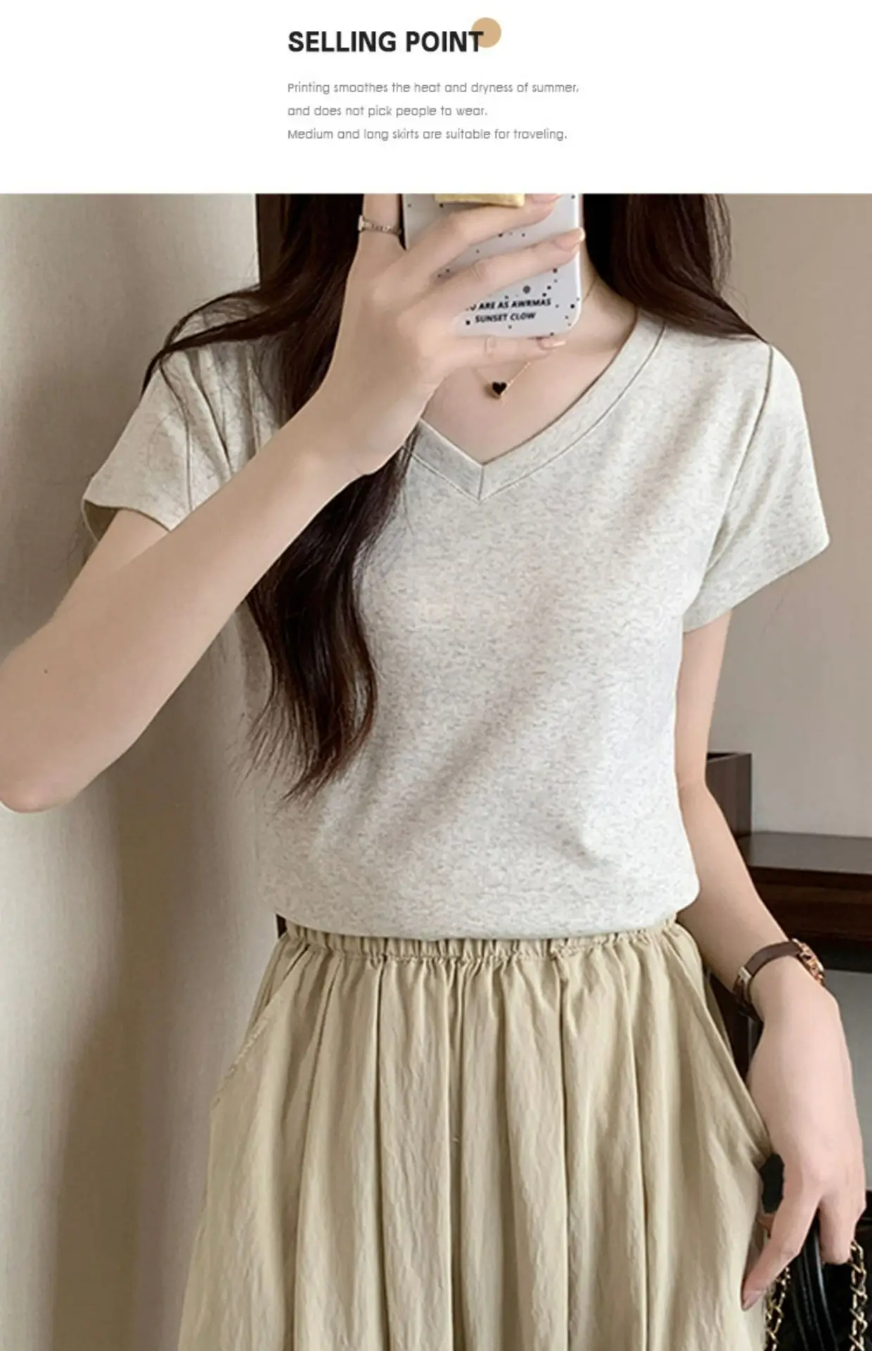 White V Neck Pure Cotton T-Shirt Women's Half-Sleeved 2025 — feature 10