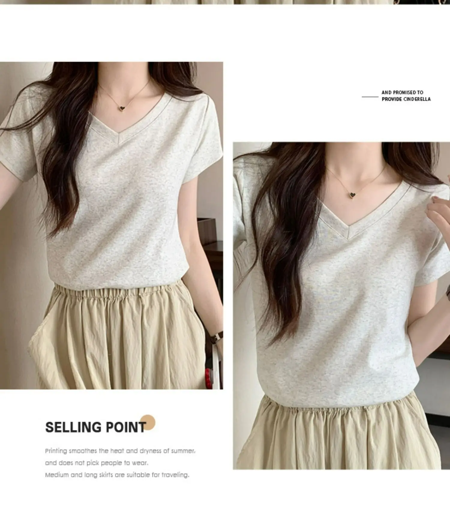 White V Neck Pure Cotton T-Shirt Women's Half-Sleeved 2025 — feature 11
