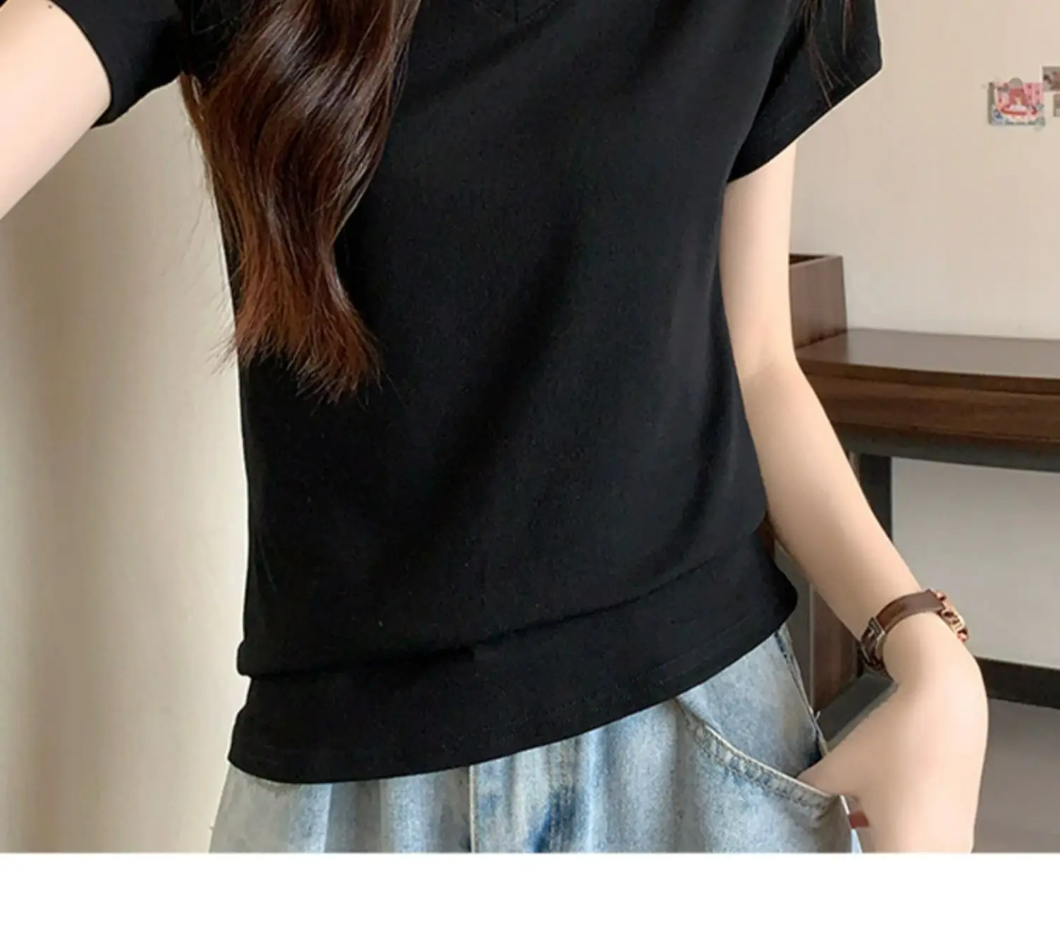 White V Neck Pure Cotton T-Shirt Women's Half-Sleeved 2025 — feature 21