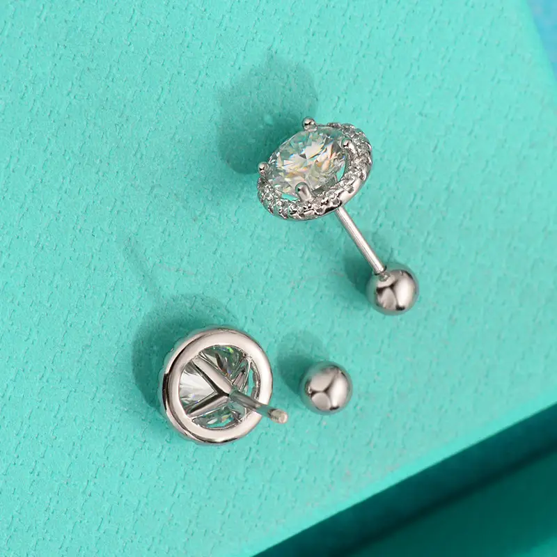 Sterein Silver Moissanite Earrings Round Diamond All Match — feature 7