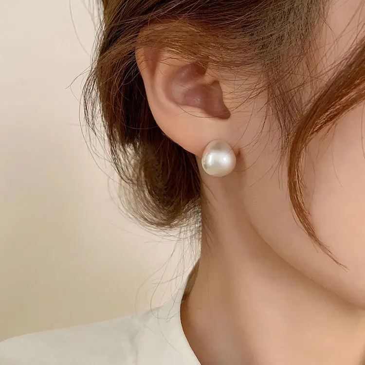 Women's Round Water Drop Frosted Metal Earrings - Image 6