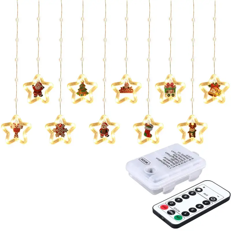 Glowing Elk Pentagram Ice Bar Light Hanging Decoration Christmas Atmosphere Indoor Curtain Decoration Arrangement Cross-Border