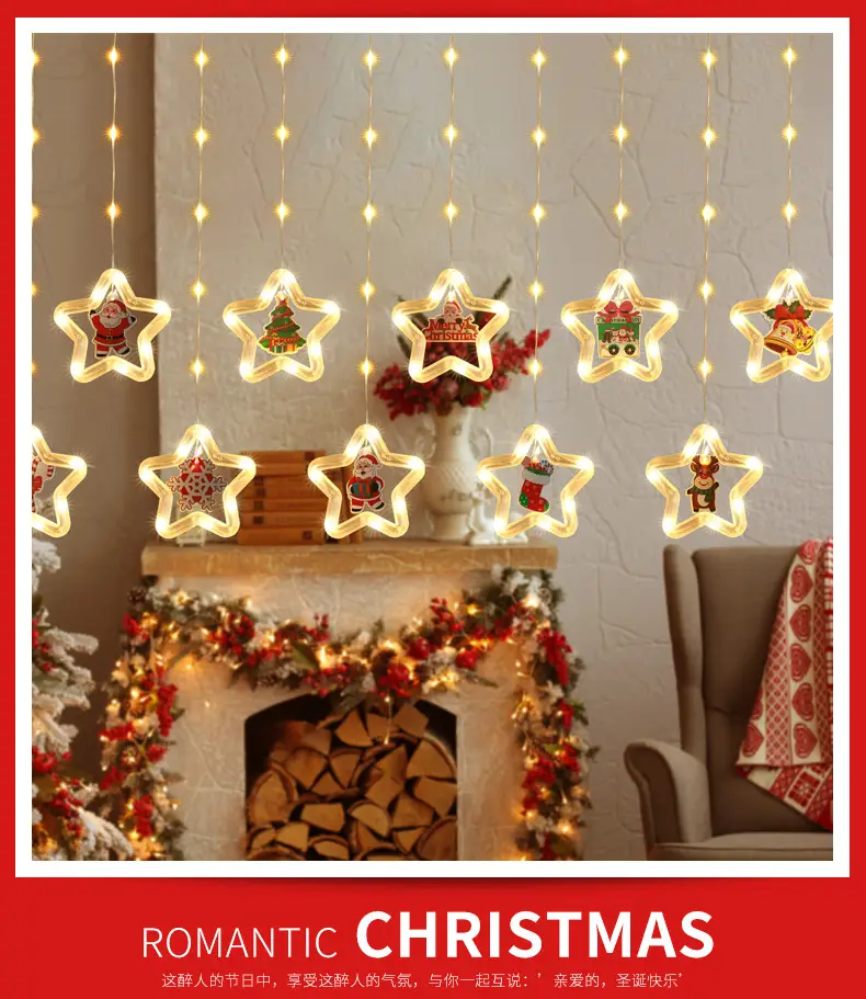 Glowing Elk Pentagram Ice Bar Light Hanging Decoration Christmas Atmosphere Indoor Curtain Decoration Arrangement Cross-Border — feature 14