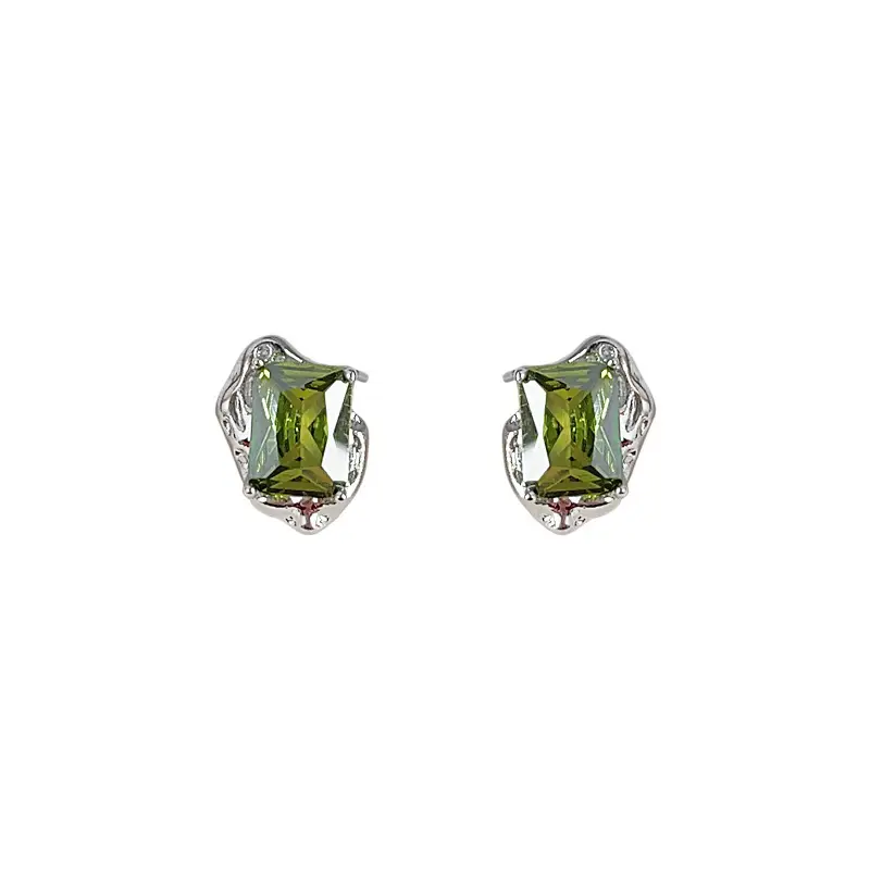 Olive Green Zircon Earrings for Women - Image 6
