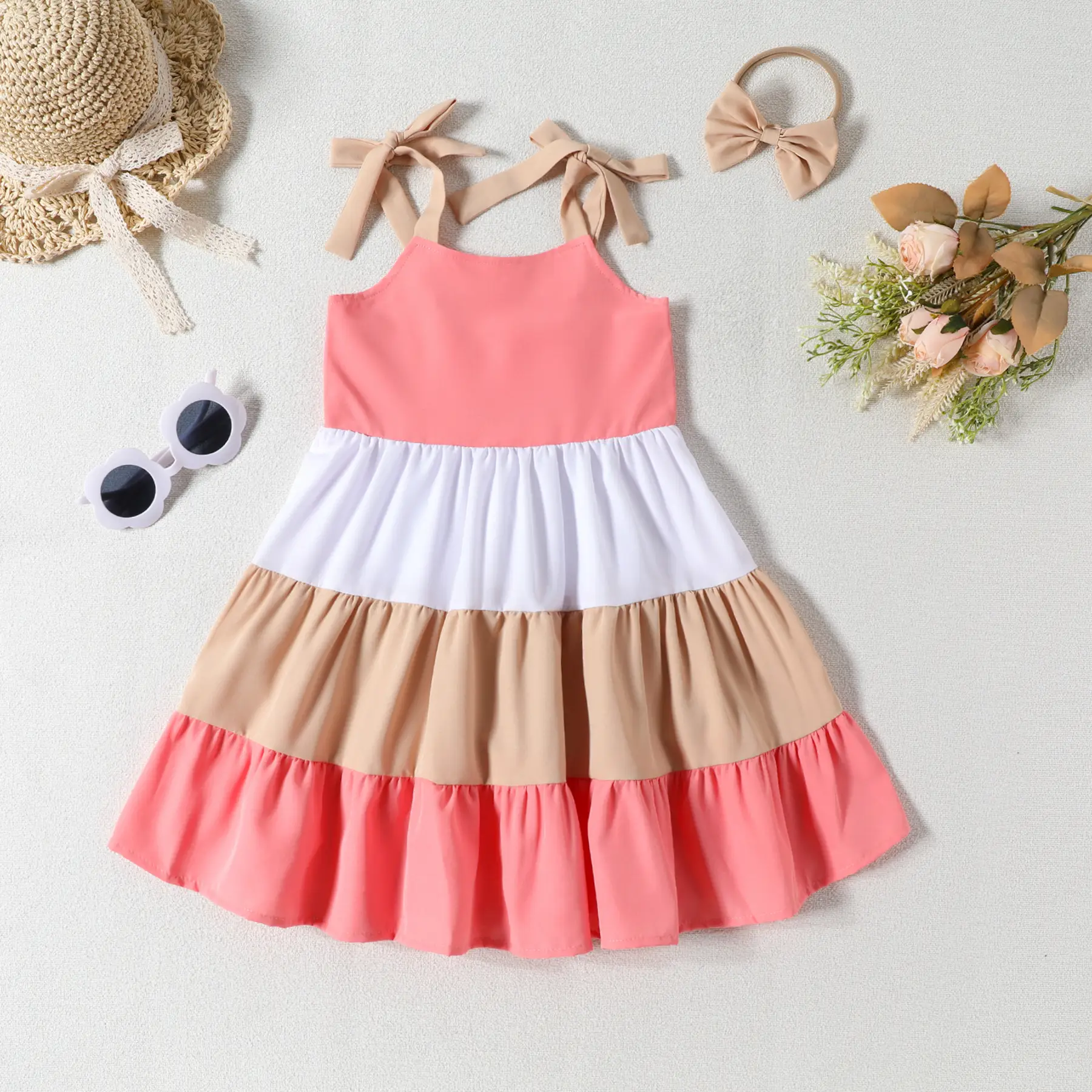 2 Piece Red Blue Skirt & Hairband Set for Girls