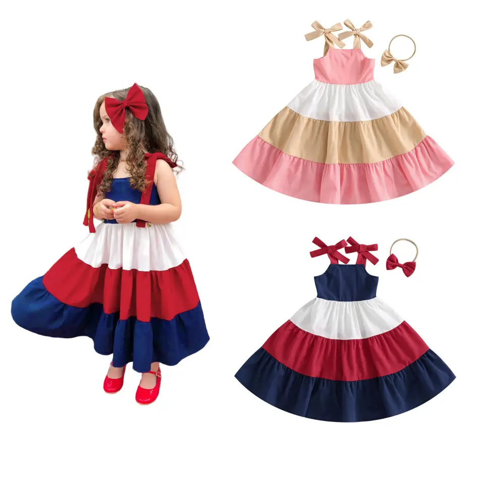 2 Piece Red Blue Skirt & Hairband Set for Girls