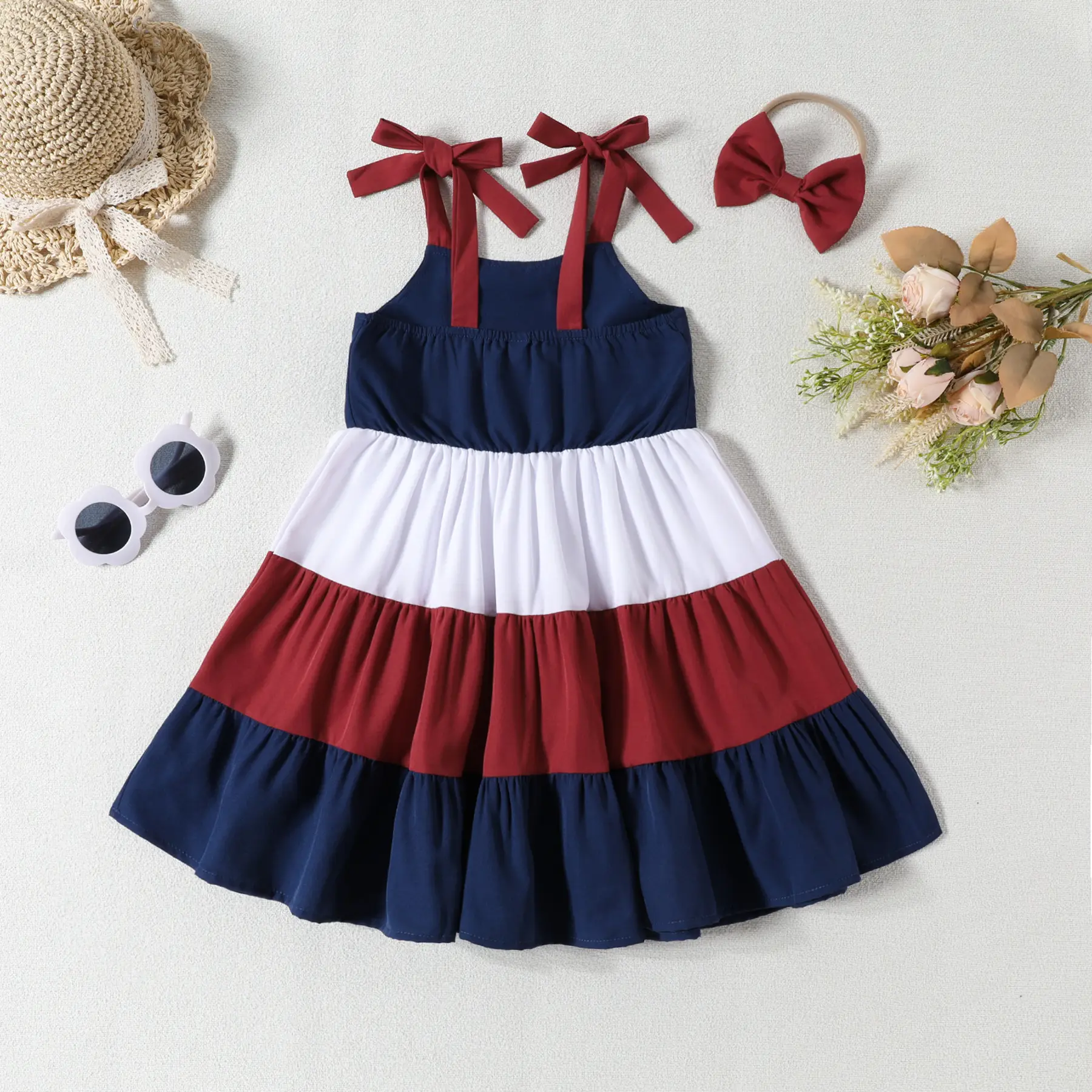 2 Piece Red Blue Skirt & Hairband Set for Girls — feature 15