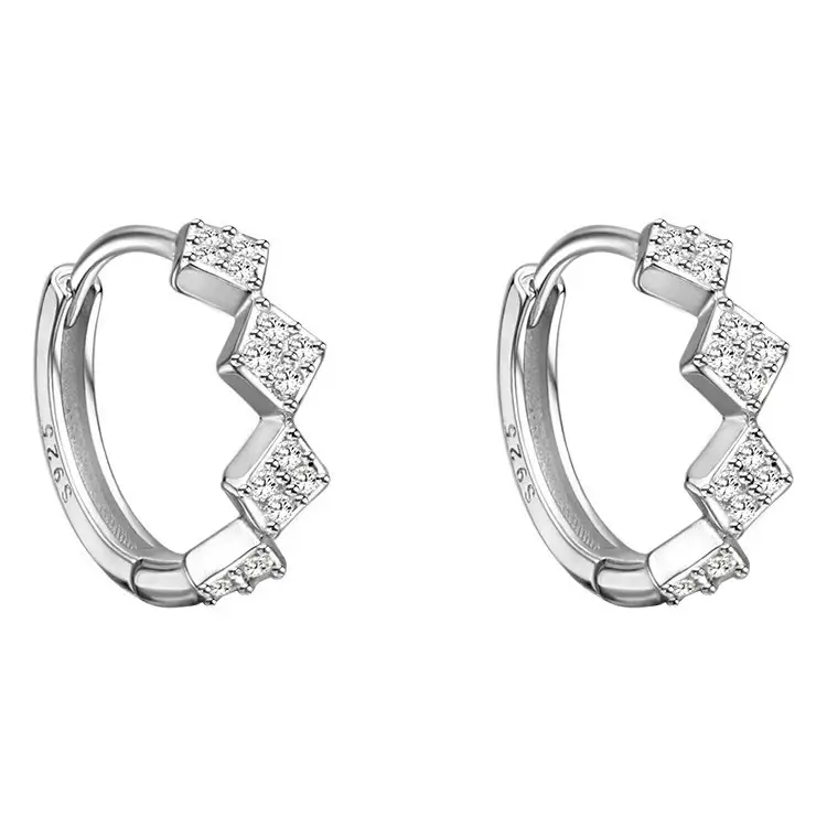 S999 Sterling Silver Japanese Korean Style Small Flash Diamond Ear Buckle - Image 5