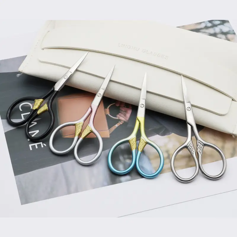 Stainless Steel Eyebrow Scissors Retro Embossed Mini Portable - Image 10