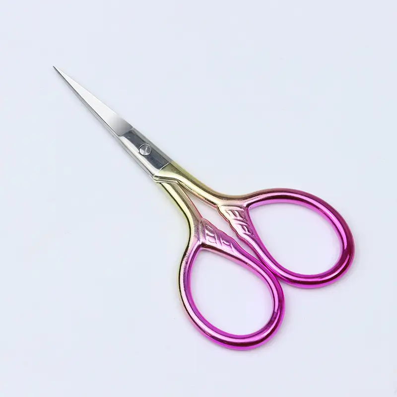 Stainless Steel Eyebrow Scissors Retro Embossed Mini Portable - Image 3
