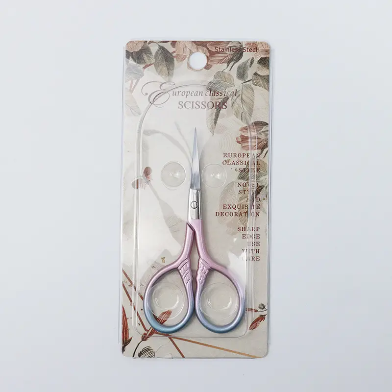Stainless Steel Eyebrow Scissors Retro Embossed Mini Portable - Image 6