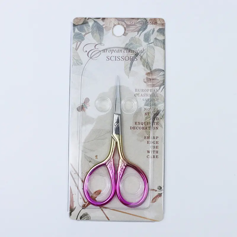 Stainless Steel Eyebrow Scissors Retro Embossed Mini Portable - Image 7