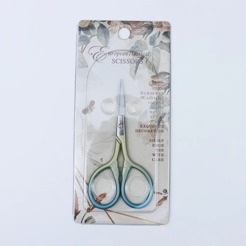 Stainless Steel Eyebrow Scissors Retro Embossed Mini Portable - Image 8
