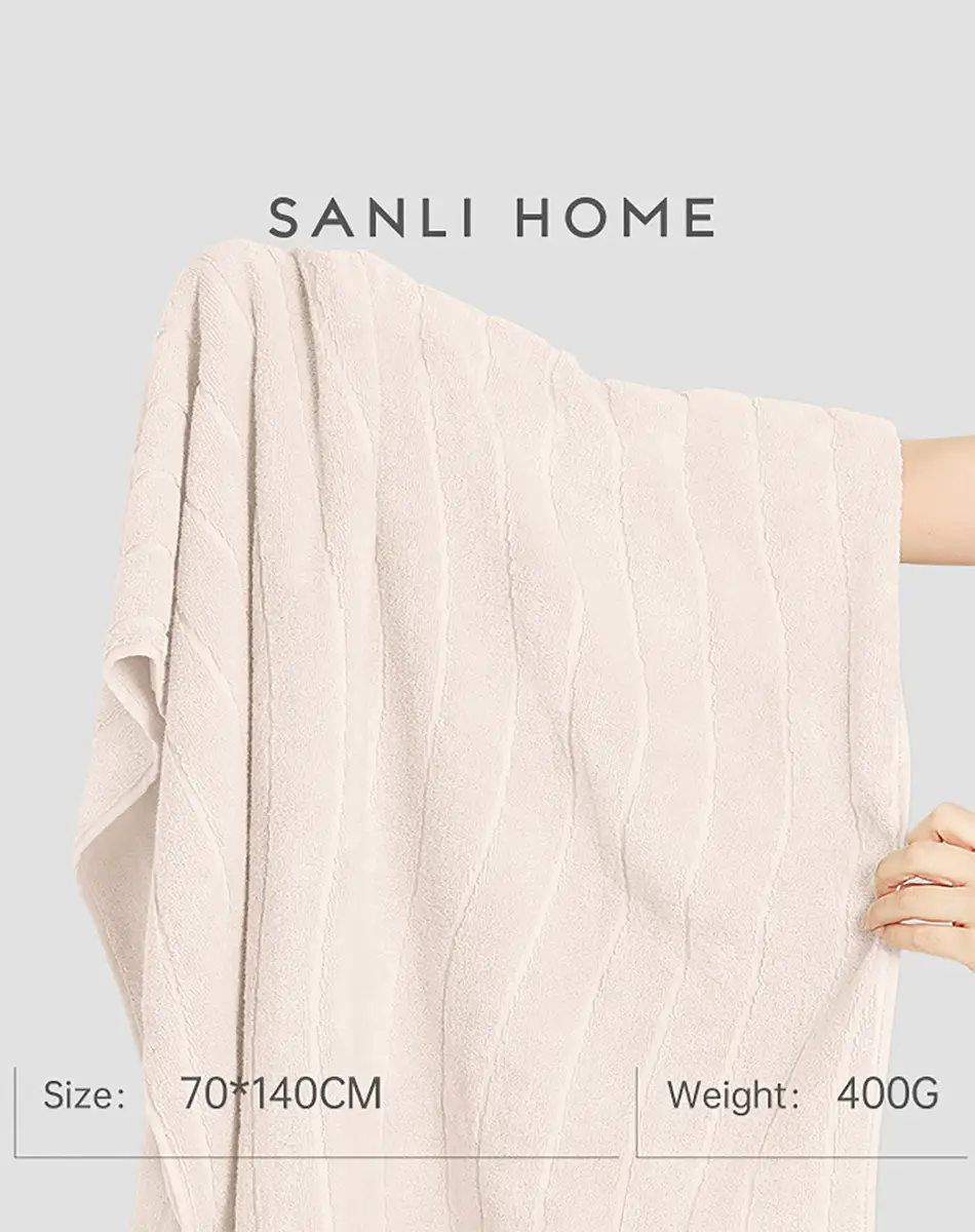 Sanli Home Water Corrugated Bath Towel Extra Large 400G - Image 2